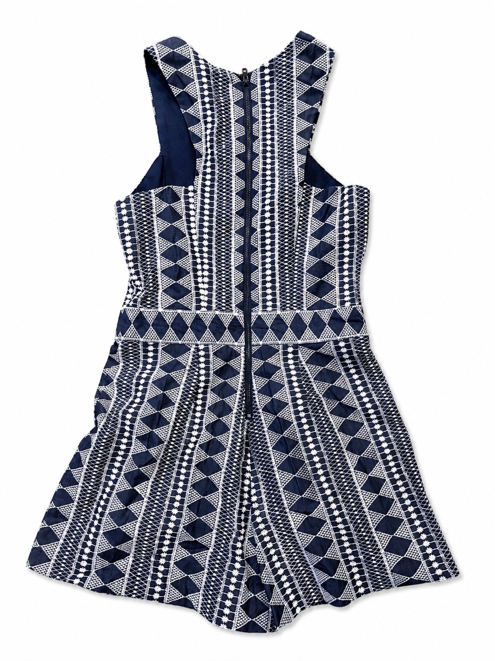 Romeo & Juliet Couture Navy & White Geometric Cutout Dress - Picture 3 of 6